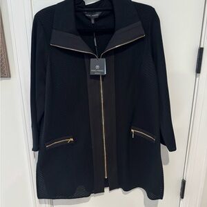 Ming Wang Black Jacket with Gold Accent Zippers